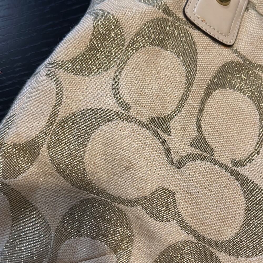 Coach Kristin Signature C Cream/Gold Canvas Satchel - Picture 8 of 11